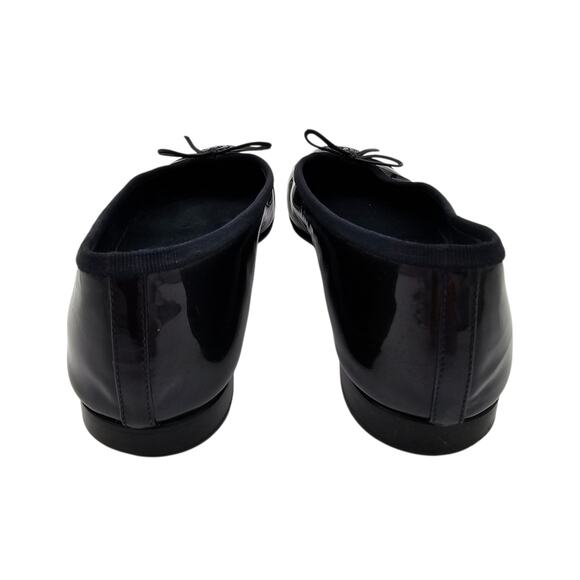 Chanel CC Cap Toe Ballet Flat Navy Patent Leather Slipper Size 37.5 US 6.5 7 - Picture 5 of 11